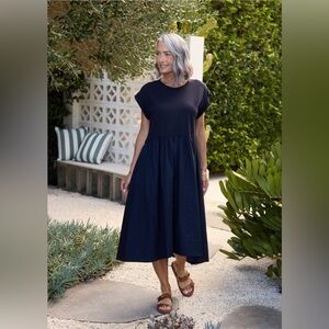 Maye Greta Midi Dress French Navy Small NWT